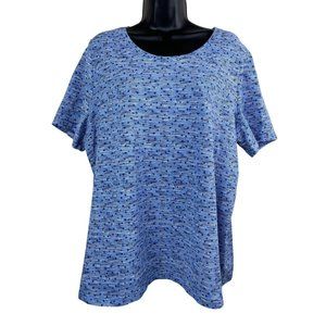 Catherines Tee Shirt Womens Plus Size 0X 14/16W Blue Stars Short Sleeve Stretch